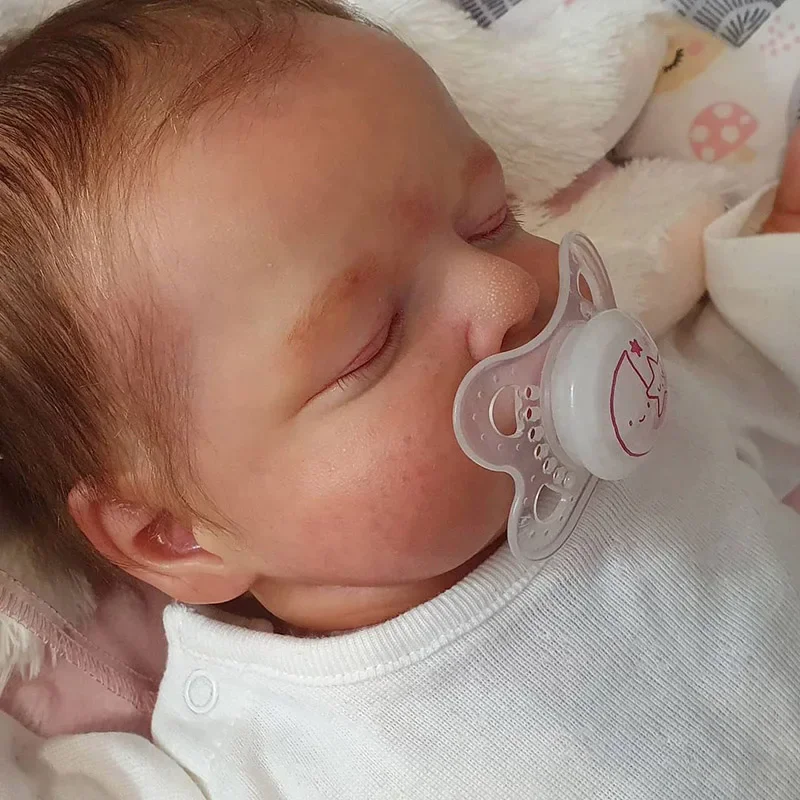 Rosalie Reborn avec cheveux enracinés, bébé endormi nouveau-né réaliste, peau peinte en 3D, Bebhealing Reborn, déjà fini, réaliste, 18 po