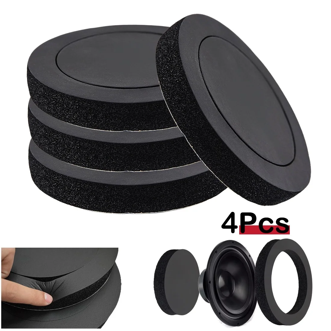 4Pcs 4/5/6.5 Inch Car Speaker Soundproof Ring Horn Sound Enhancement Door Bass Trim Reduce Vibration Interior Audio Accessories