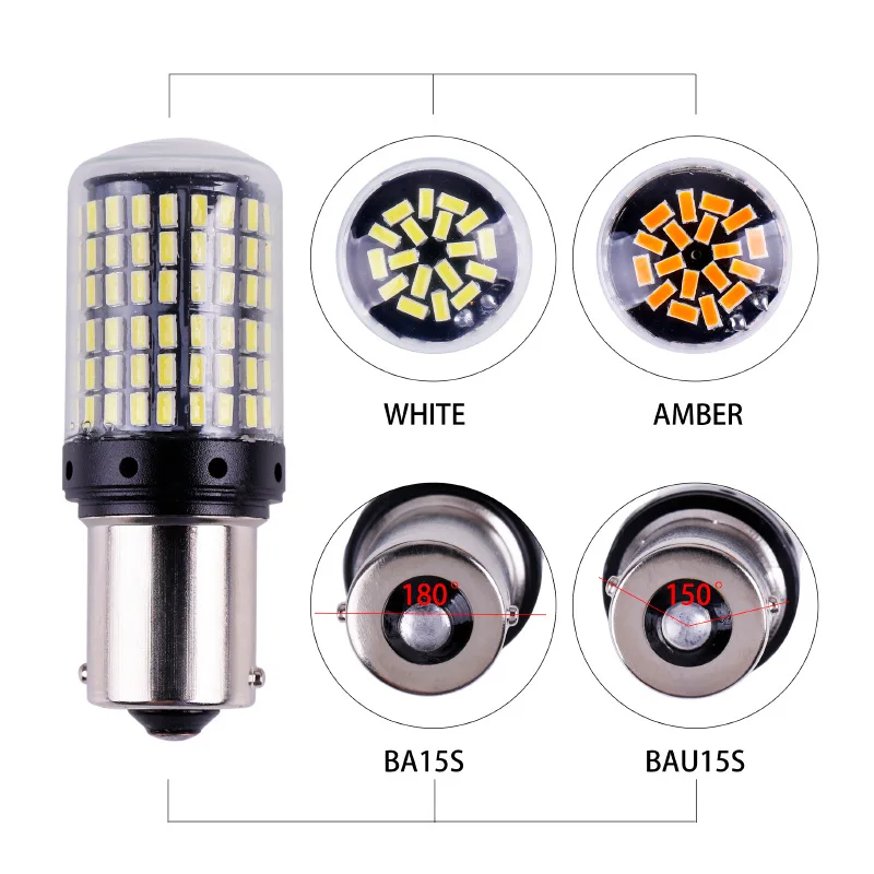 Ampoules de Clignotants LED T20 CanBus 1156 BA15S P21W 1157 BAY15D P21/5W 7440 7443 W21/5W 3156 3157 3014/144SMD, enquêter de Frein Arrière de