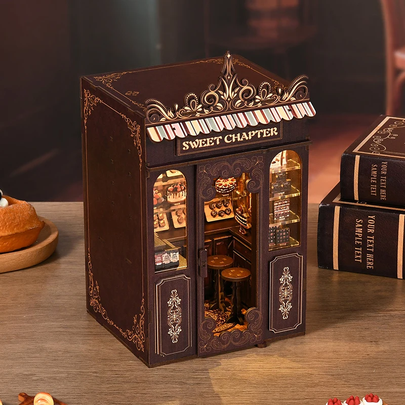 Nuevo Kit de inserción de estante de rincón de libros de madera DIY, sujetalibros de biblioteca Crepúsculo, Kits de modelos en miniatura, estantería para amigos, regalos de cumpleaños