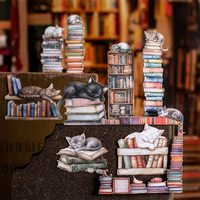 15 Pcs Cats and Bookshelves Stickers DIY Decorative Decals For Scrapbooking Sticker Pack Labels Junk Journal Supplies