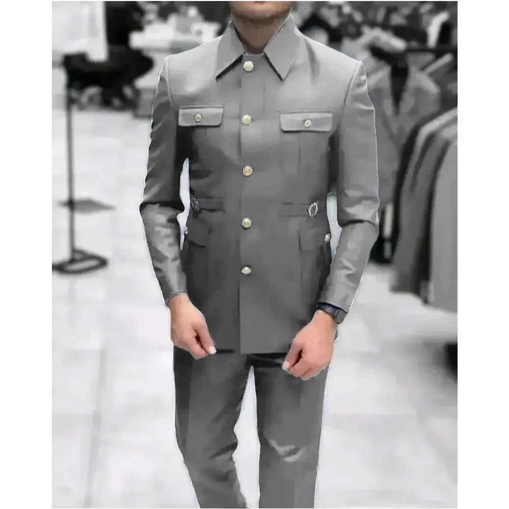 Männer Stehen Kragen Chinesischen Stil Elegante Anzüge Für Männer Slim Fit Formale Bräutigam Smoking Prom2 Pcs Klassische Männliche Blazer kostüm