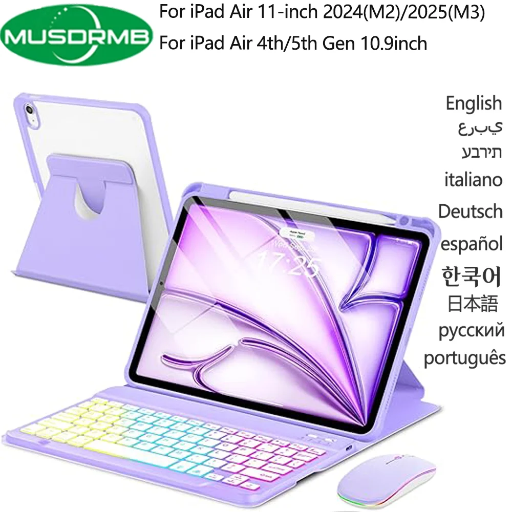 

Rotate Case Keyboard with Mouse for iPad Air 11 M4 2026 M3 2025 M2 2024 360 Degree Rotating for iPad Air 4th 5th Generation 10.9
