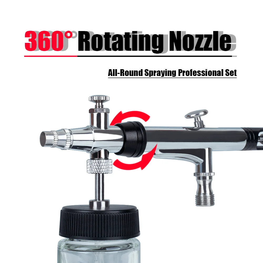 Newly designed air brush pen has a 360 degree rotatable cup that supports all different positions of air brushes