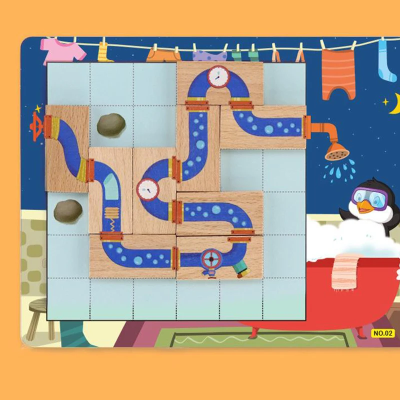 เกมเขาวงกตตัวต่อจิ๊กซอว์ ฝึกการคิดเชิงตรรกะ เกมฝึกสมอง เกมกระดานเสริมสร้างปฏิสัมพันธ์ระหว่างพ่อแม่ลูก ของเล่นเสริมพัฒนาการสำหรับเด็ก