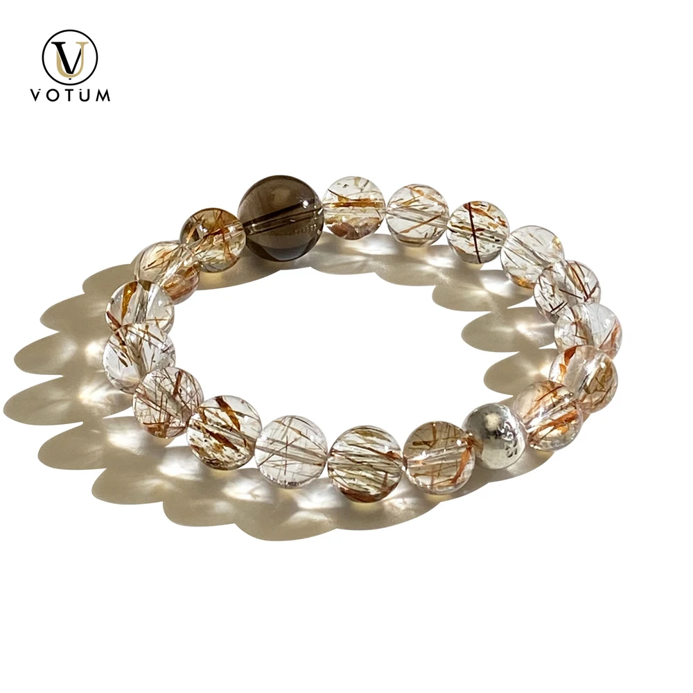 

Votum Natural Black Gold Super Seven Quartz Bracelet for Men Wealthy Attract Smoky Quartz Crystal Healing Bracelets Jewelry