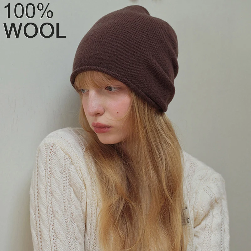 نساء موضة محبوك 100% قبعة صغيرة من الصوف قبعات الفتيات موضة بسيطة دافئة Skullies Beanies الصلبة الشتاء الباردة برهان قبعة قبعة #1