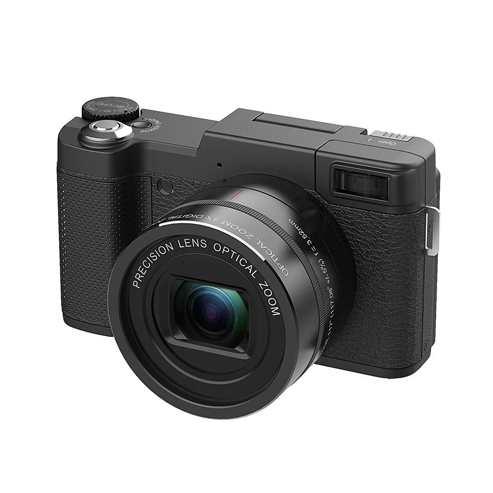 كاميرا رقمية 4K 48MP كاميرا صور 5X زووم بصري وكاميرا فيديو تكبير رقمي 8X شاشة IPS مقاس 3.0 بوصة للمراهقين المبتدئين والكبار