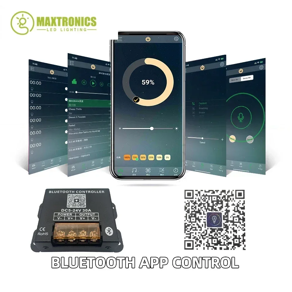 Imagem -04 - Smart Led Bluetooth Controller Dimmer com rf 25-key Remoto sem Fio Fita de Tira Led de Cor Única dc 524v 5050 2835 30a