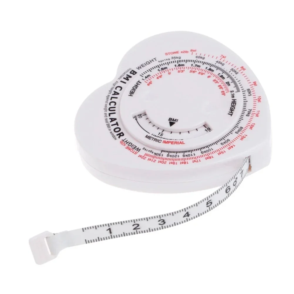 BMI Calculator Muscle Rule Tape 1.5m Center Button Coloured Tape Kg M Measure Metric System Push Button Retraction