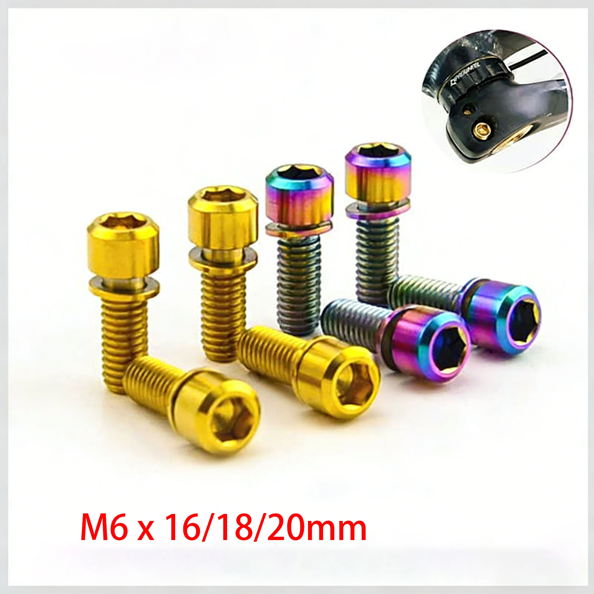 1pcs M6 Titanium Alloy Screw Length 16/8/20mm With Washer Crank Locking Screws XT XTR Bolt For Riding Motorcycle