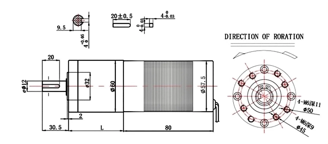 60MM High-Torque DC Brushless Planetary Gear Reducer Motor Adjustable 12MM Keyway Shaft Industrial Automation Robot