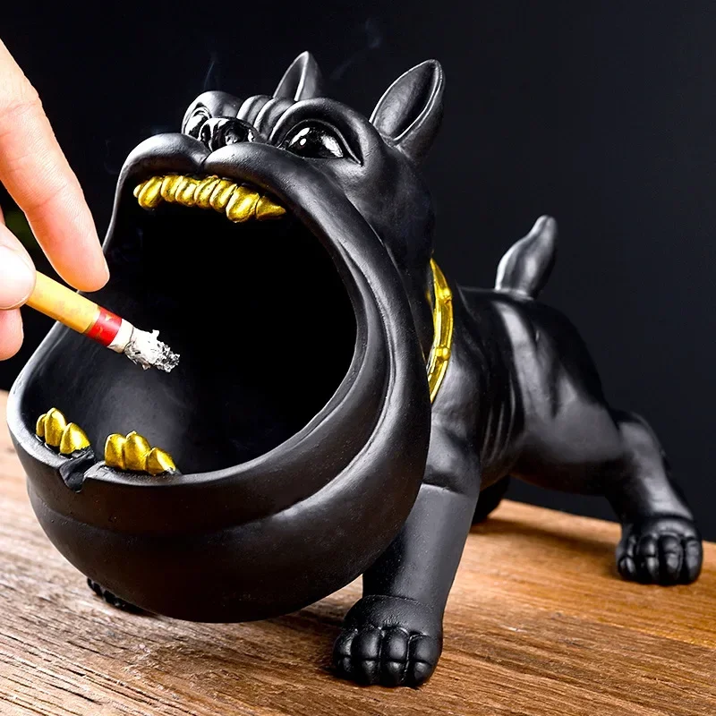 Ceramics Ashtray Bulldog Cartoon Dog Large Capacity Animal Ash Tray Creative Desktop Ornament Crafts Cigarette Accessories Gift