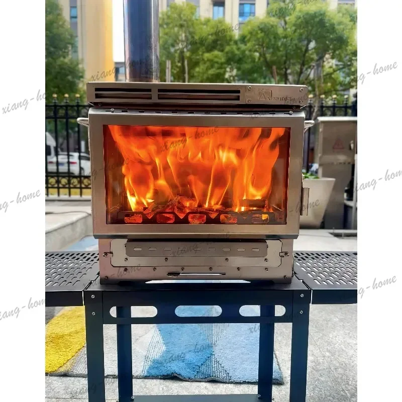 FG 2026 Durable Stainless Steel Outdoor Wood Burning Stove Camping Barbecue And Tour Cookware With Tent Heating & Cooking Capabi