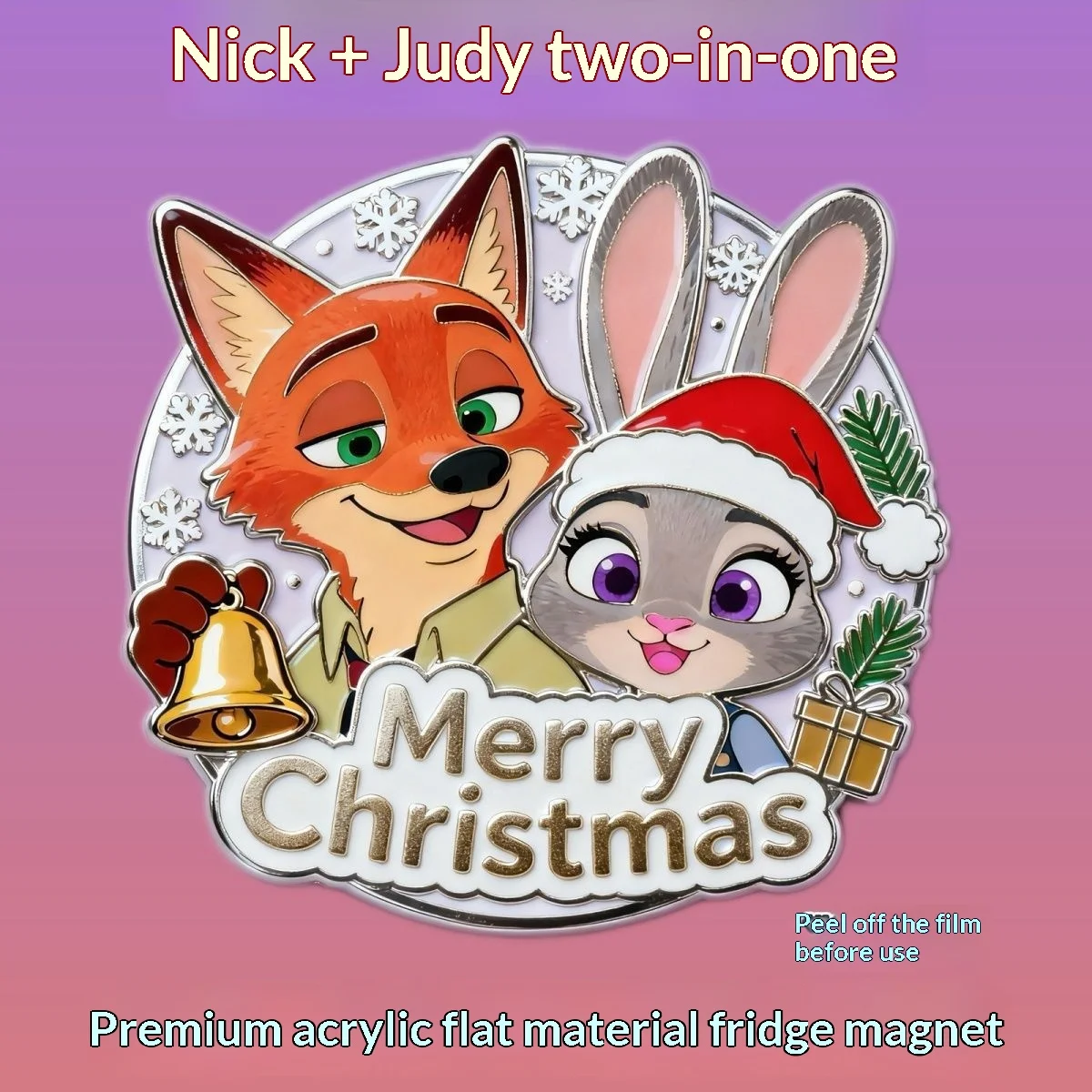 Nick Judy CP Christmas High Value Acrylic Magnetic Flat Fridge Sticker Gift Zootopia 2 Cartoon Character Decoration Home - Image 3