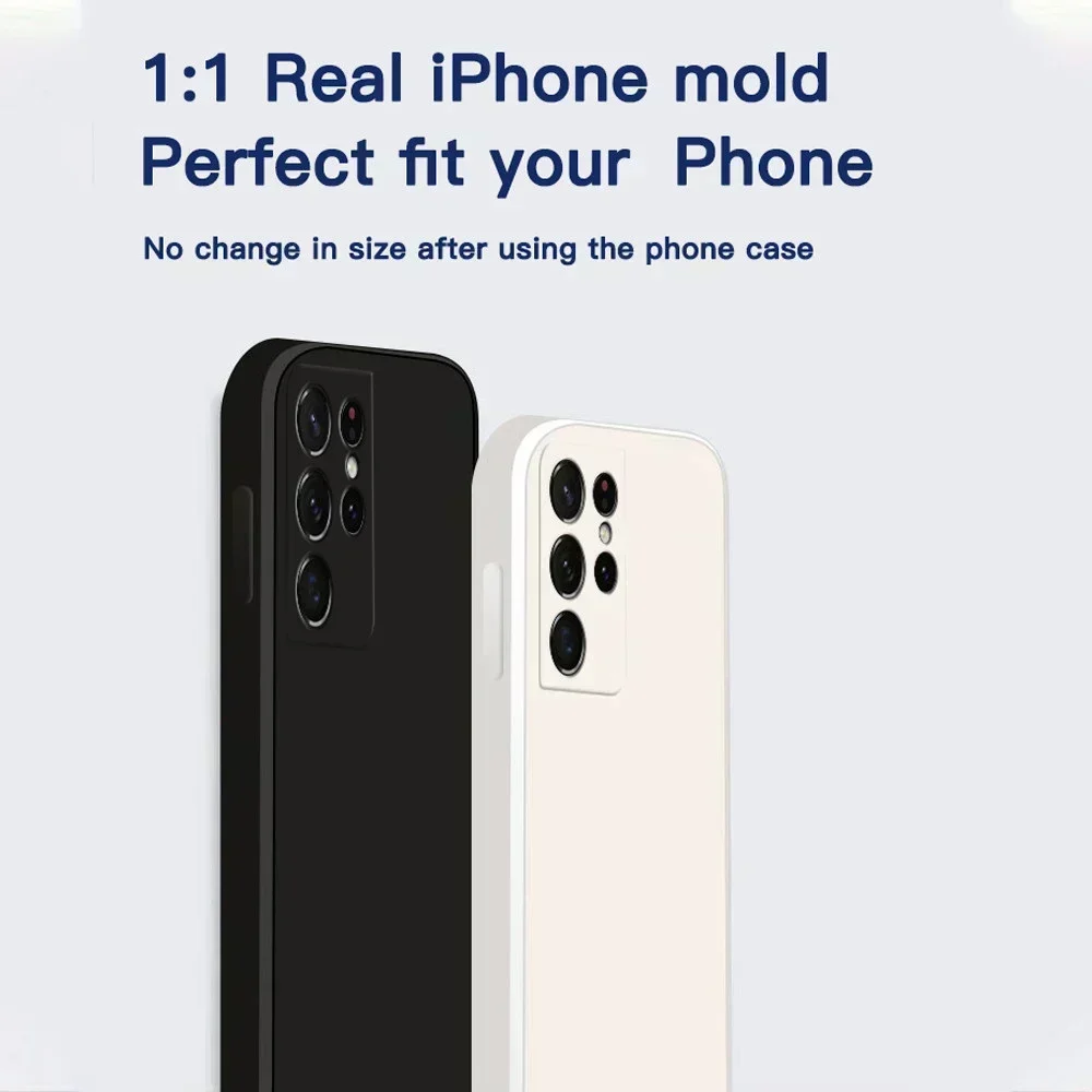 Luxo quadrado silicone caso de telefone para samsung galaxy a53 5g a33 a13 a73 a23 5g a54 a34 a14 a51 a71 a52s a32 a12 capa macia coque