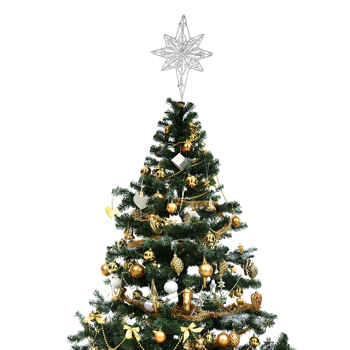 

Gold Star Tree Topper Wrought Iron Christmas Decor Indoor Metal Festival Treetop Holiday nament Christmas Tree Star