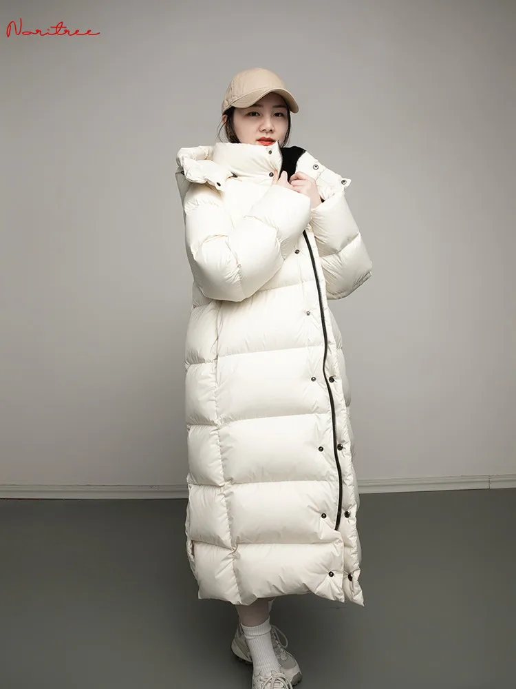 Can Fit -20℃ Great quality Goose Down Coats Winter X-Long Women's down coats female thicker warm Fluffy hooded Parkas wy1625