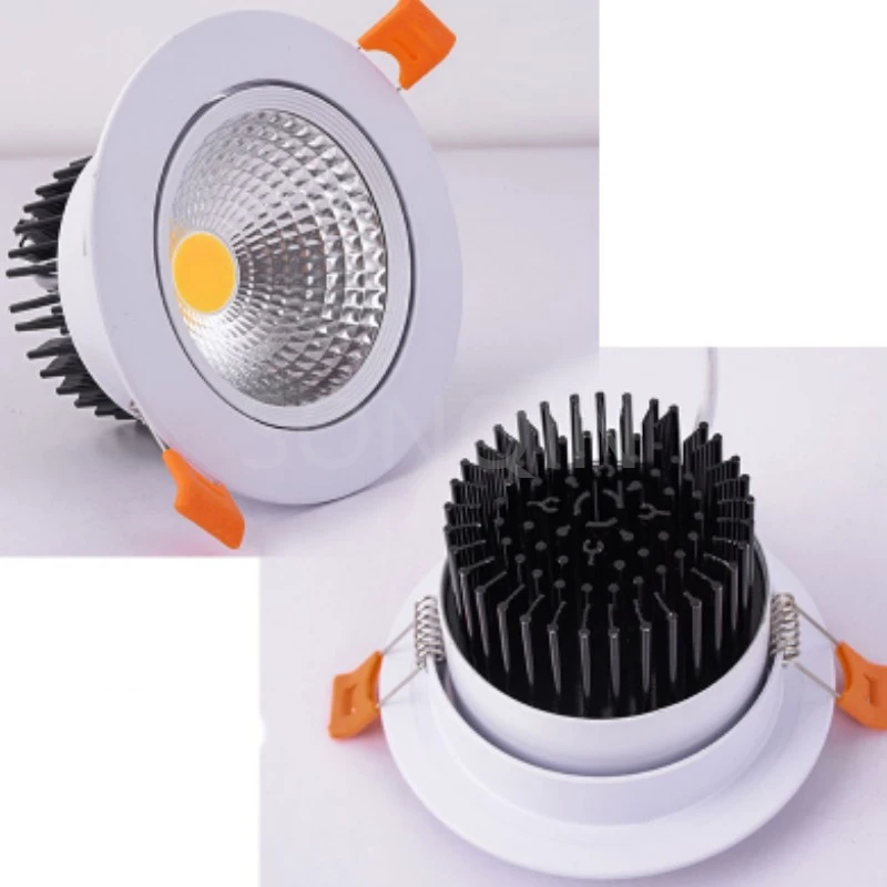 Dimmable AC 85-265V Round LED Panel Light 6W 8W 15W 20W Aluminum Ceiling Recessed Downlight open hole adjustable White black