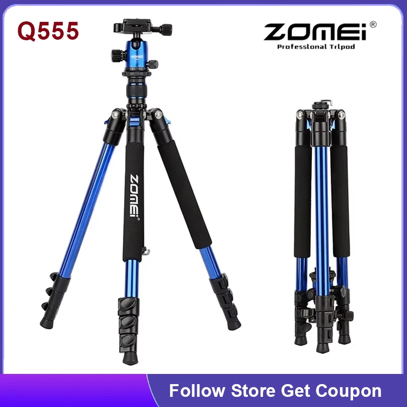 

ZOMEI Q555 Professional Portable Camera Tripod Lightweight 5kg Load Capacity 45/157cm Aluminum DSLR Tripods Travel Quick Release