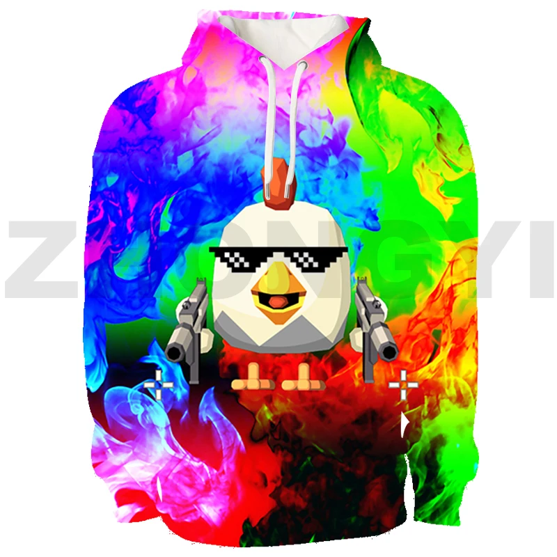 

3D Anime Chicken Gun Hoodies Pullovers Oversized Clothes Game Chicken Gun Streetwear Tracksuit Men Sweatshirt Cosplay Costume