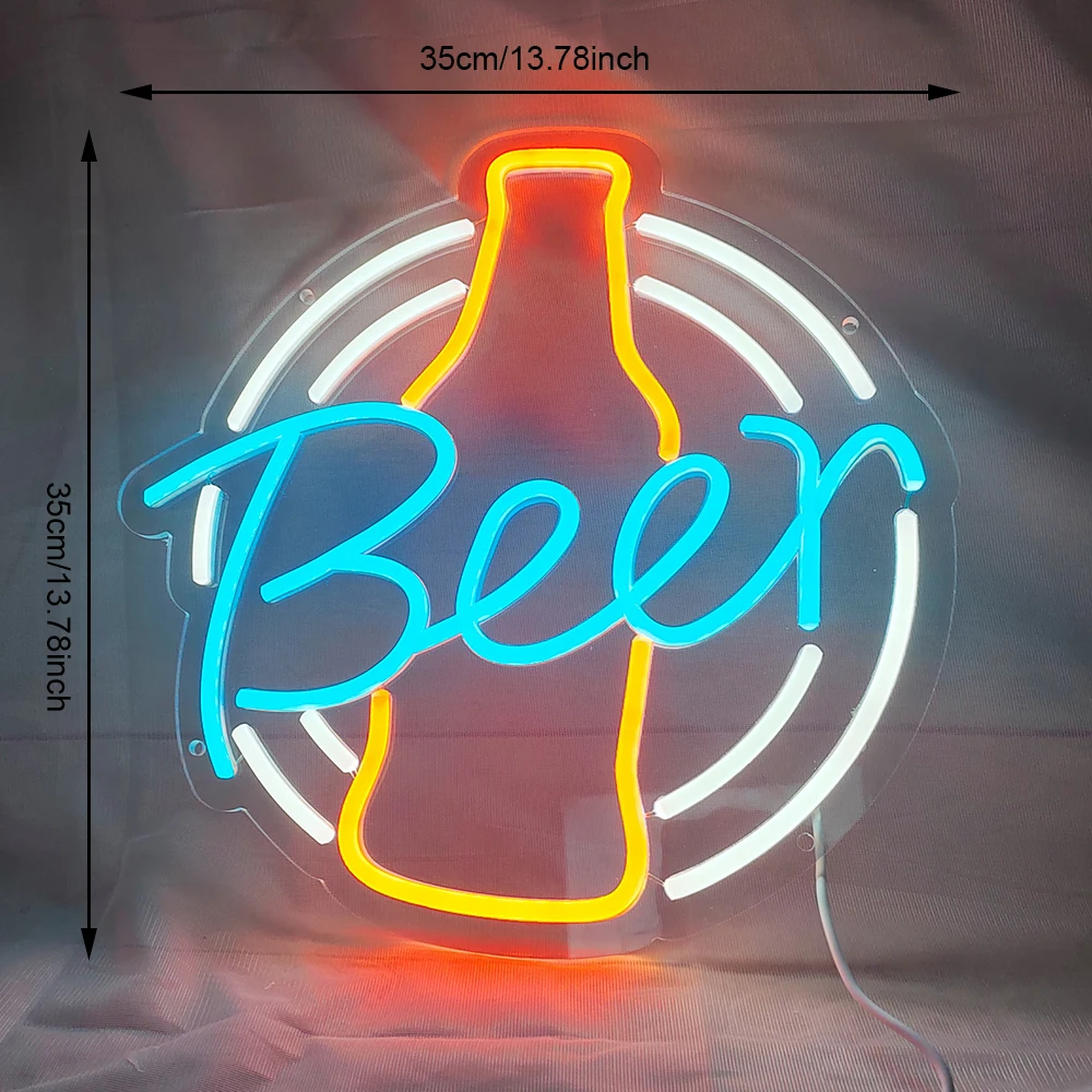 Beer Neon Light Sign Lighted Beer Signs LED Neon Signs Beer Bar Pub Recreation LED Neon Lights Art Wall Decorative Sign