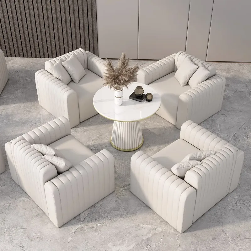 

Business Office Reception Sofa and Coffee Table, Sales Center Meeting Furniture Set, Nordic Style Lounge Sofa