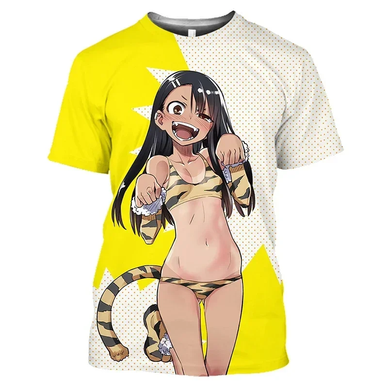Nagatoro Hayase Kawaii Loli ثلاثية الأبعاد طباعة تي شيرت الصيف الرجال س الرقبة قصيرة الأكمام تي شيرت عادية المتضخم القمم Harajuku ملابس أطفال