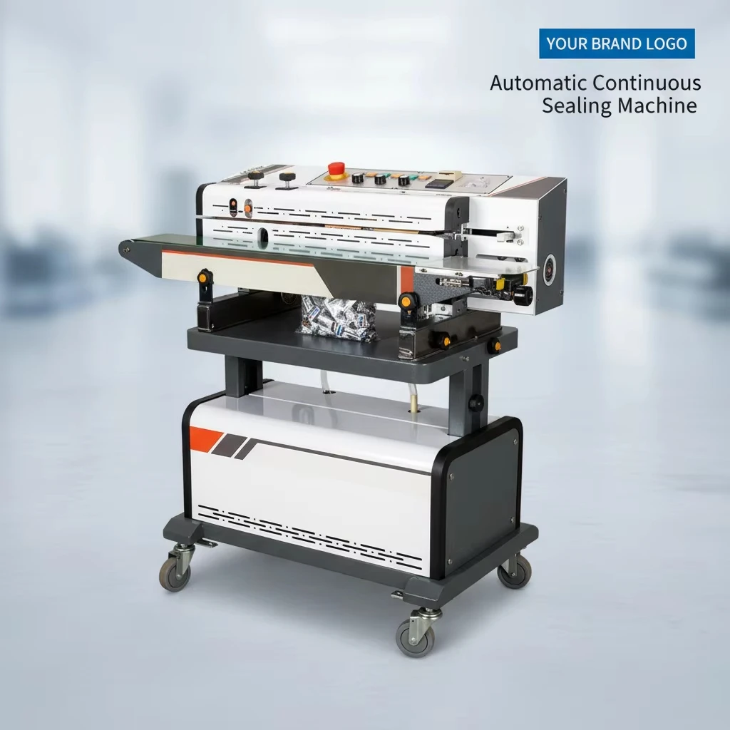 Vertical Gas Flushing Band Sealer Continuous Inflating Bag Sealing Machine with Nitrogen Filling Sealer