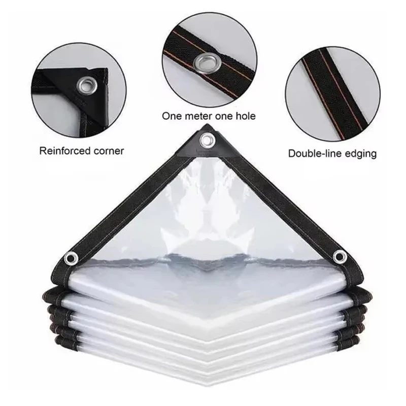 0.18mm Transparent Waterproof Tarpaulin Garden Rainproof Clear Poly Tarp Plant Cover Insulation Shed Cloth with Grommets