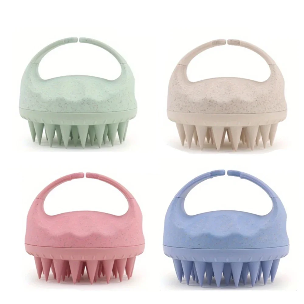 Silicone Shampoo Brush Wheat Straw Scalp Massage Brushes Hair Washing Comb Head Massager Body Scrubber Bath Brush Hairdressing