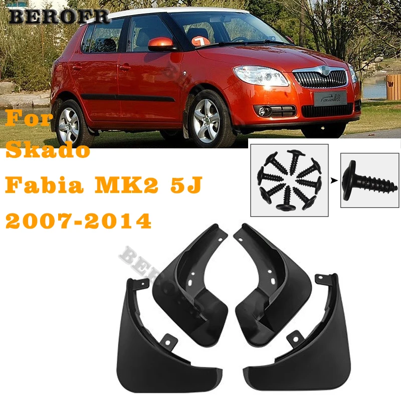 Set Molded Car Mud Flaps For Skoda Fabia 2007-2011 Mudflaps Splash Guards Mud Flap Mudguards Fender Front Rear Styling 