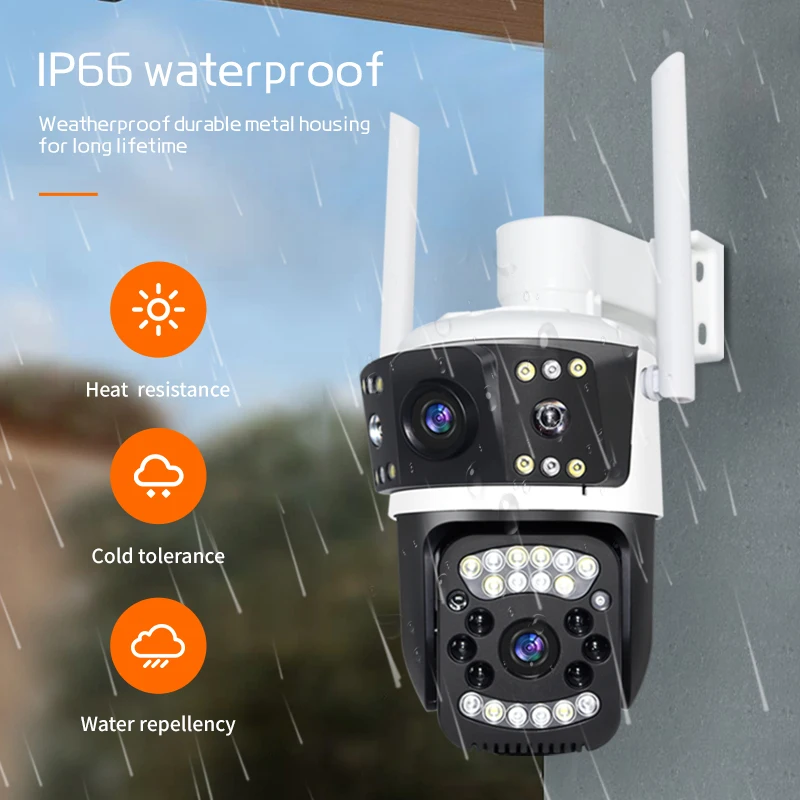 12MP PTZ WiFi 6K Dual Lens Screen Camera Outdoor Three Screens Protection Motion Detection Outdoor IP CCTV Survalance Cameras