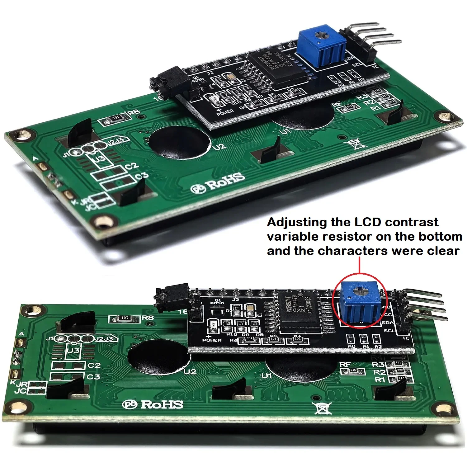 LCD1602 IIC LCD Display Module 16x2 Character LCD PCF8574T PCF8574 I2C Adapter Interface 5V Blue Yellow Green Screen for Arduino