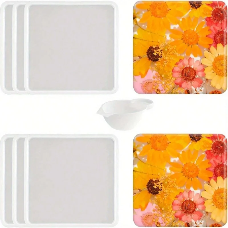 

6, утолщенные силиконовые формы для подставок из смолы для литья эпоксидной смолы, подставки «сделай сам», коврики для чаш, подсвечники, украшение дома