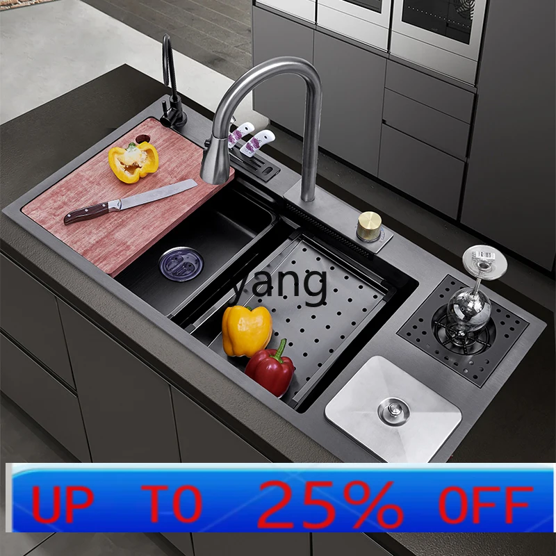 

LH Multifunctional Sink Large Single Basin 304 Stainless Steel Single Sink Vegetable Basin Dishwasher with Trash Can