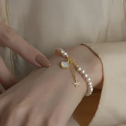 Trendy Shell & Star Design 100% Natural Freshwater Pearl 14K Gold Filled Ladies Bracelet Wholesale Jewelry For Women Gifts