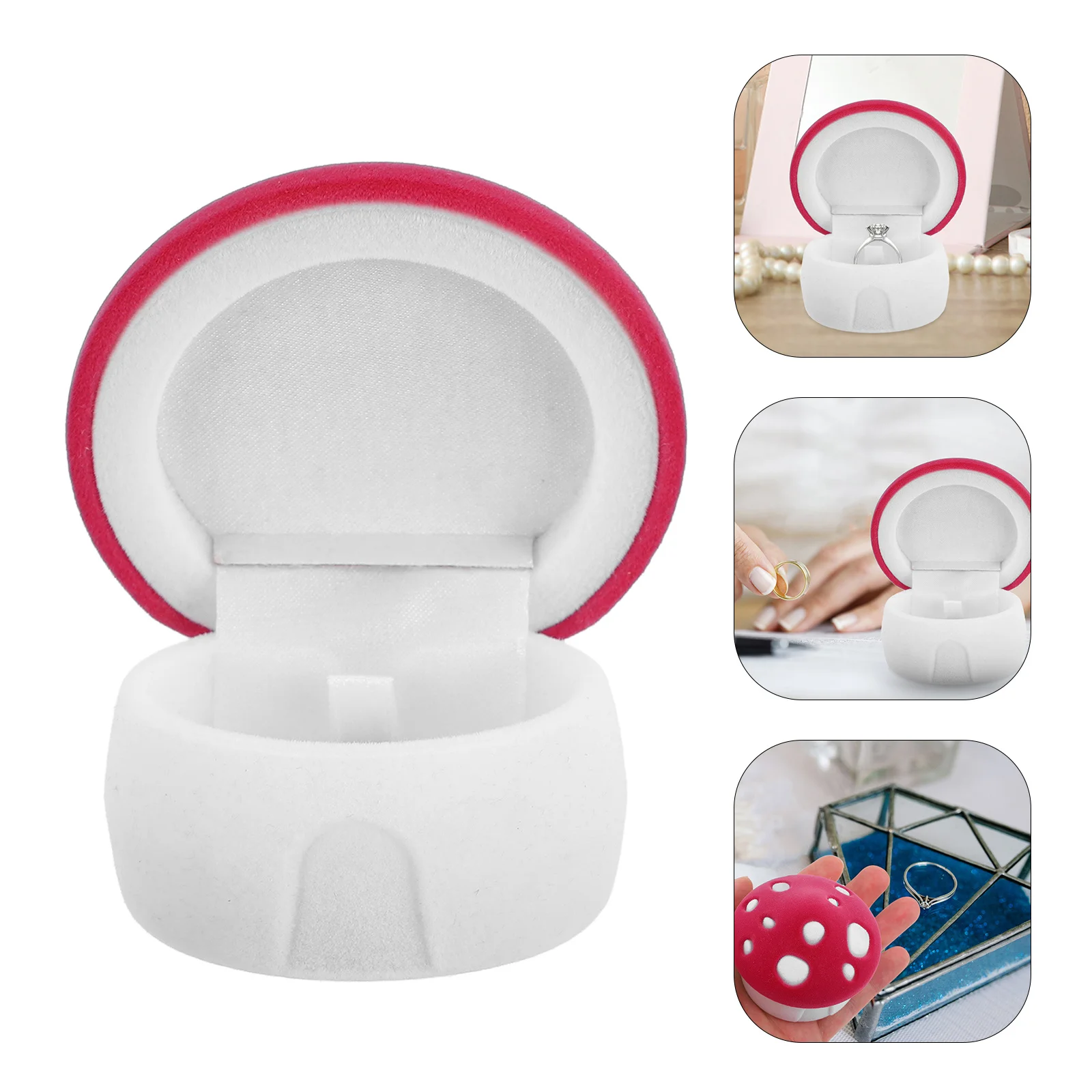 

Jewelry Box Mushroom Shape Flannel Lined Ring Organizer Earrings Storage Case Gift For Women Valentines Day Christmas