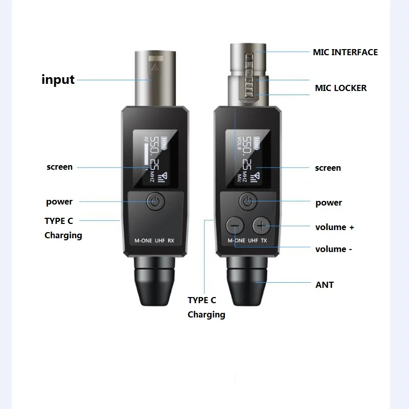 M-ONE UHF Microfones DSP Com Fio Para Sistema Sem Fio Adaptador De Sinal Do Receptor Do Transmissor XLR Para Microfone Condensador Dinâmico 48v