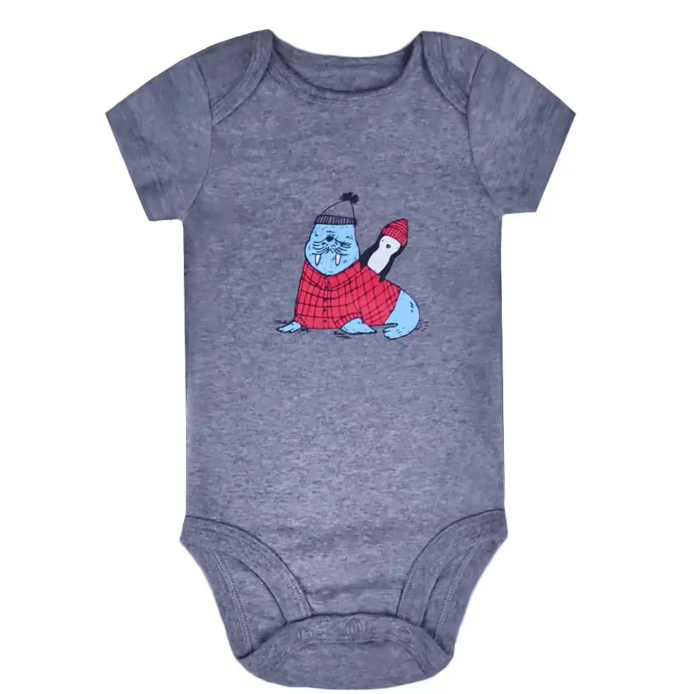 5 sztuk/partia nowe mody noworodka kreskówka z krótkim rękawem Baby Boy Girl body miękkie 100% bawełna niemowlę Bebe ubrania 0-24M — zdjęcie 7