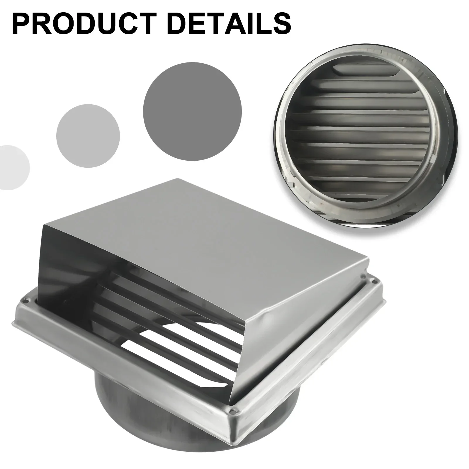 Stainless Steel Air Outlet Wall Ceiling Air Vent Waterproof Vents Cap 304 Steel Ducting Ventilation Exhaust Grille