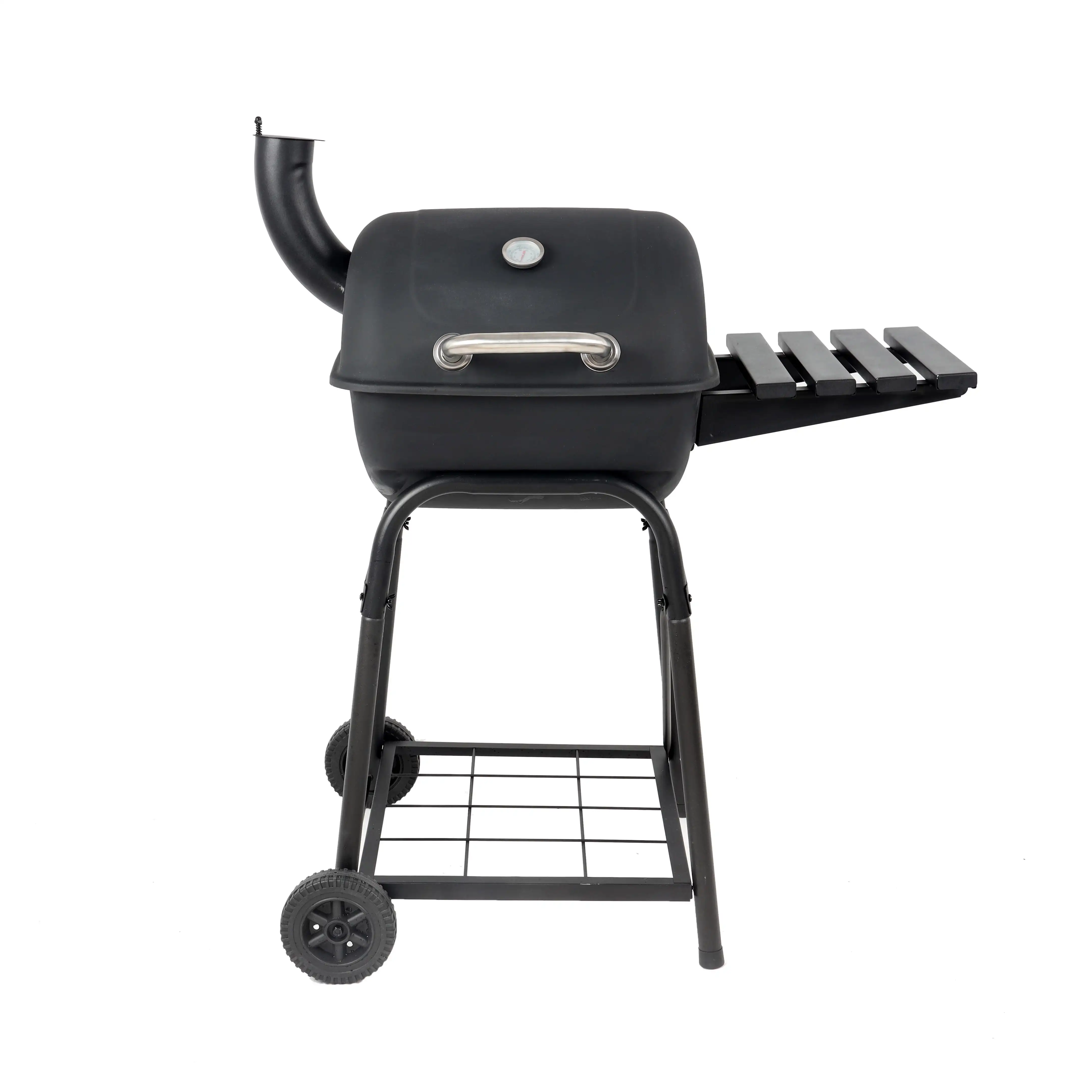 

26" Mini Barrel Charcoal Grill with Side Shelf, Black, BBQ Grill Outdoor