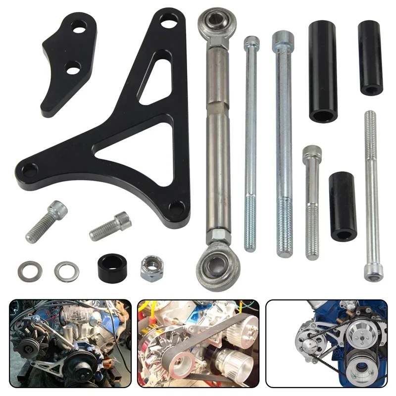 

Aluminum Alternator Bracket Kit For SB Small Block Ford Mustang Bronco 260 289 302 CNC T6 Black