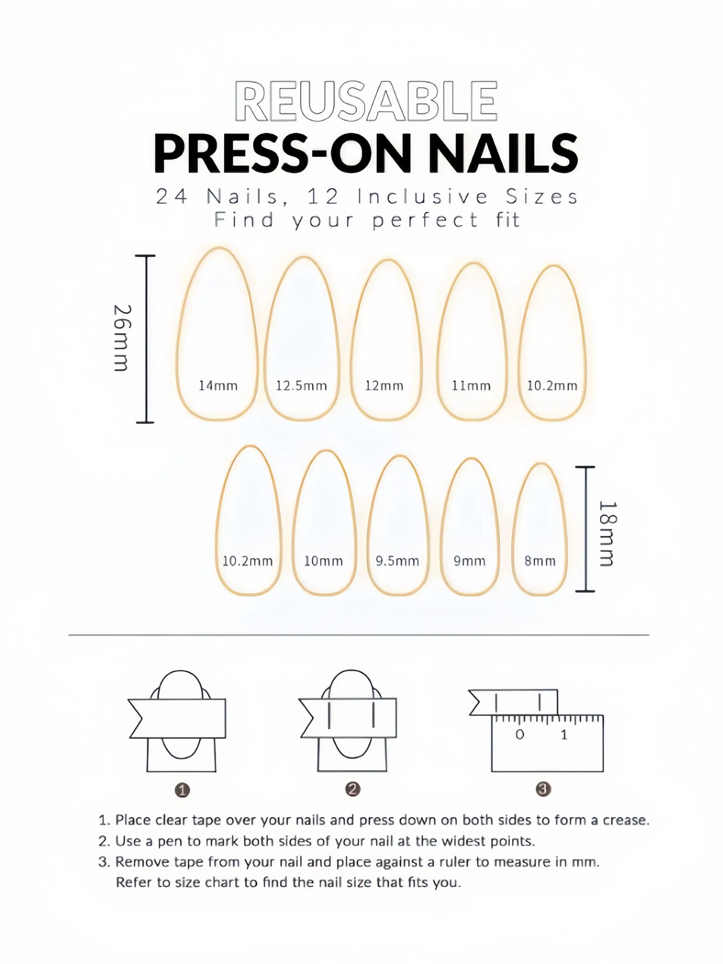 เล็บปลอมทรงอัลมอนด์ยาว 24 ชิ้น สีฟ้าลายเส้นฝรั่งเศสและลายเรขาคณิต แบบกดติดสำหรับผู้หญิง เล็บปลอมแบบถอดได้