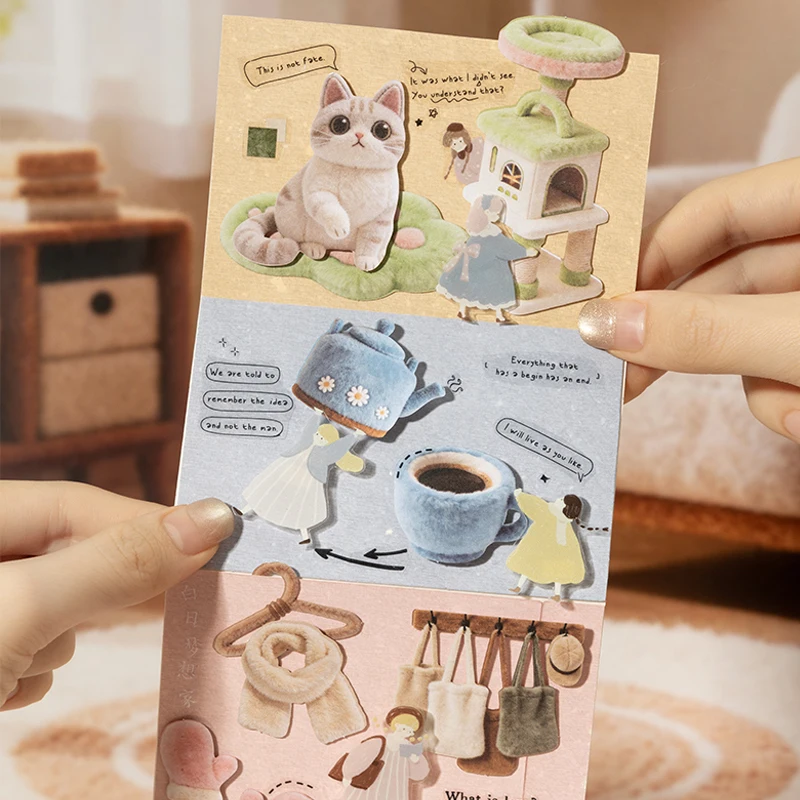 Mr.Paper 30Pcs/Bag Plush Home Series Hard Card Sticker Cute Cat & Home Decor for DIY Journal Scrapbook Dairy Photo Frame Making - view 5