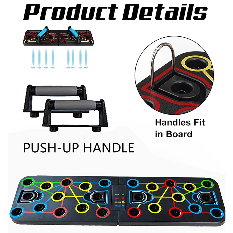 Draagbare Push-Up Board Sit-Up Trainer Dual-Use Verstelbare Multifunctionele Opvouwbare Fitness Partitie Oefenbeugel Dubbele Board