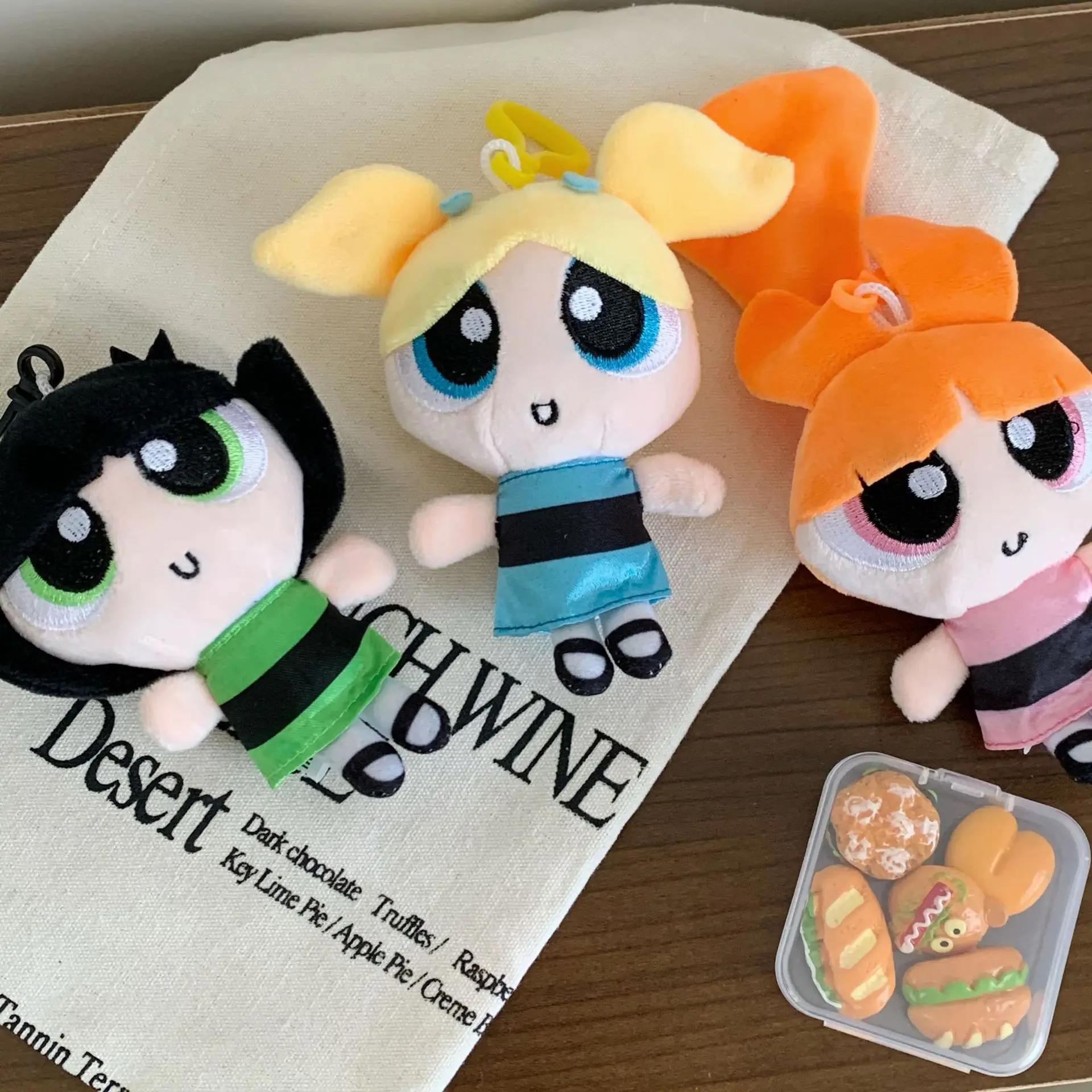 

PowerPuff Girls Plush Doll Keychain Cute Buttercup Bubbles Blossom Cartoon Bag Hanging Ornament for Girls Gift