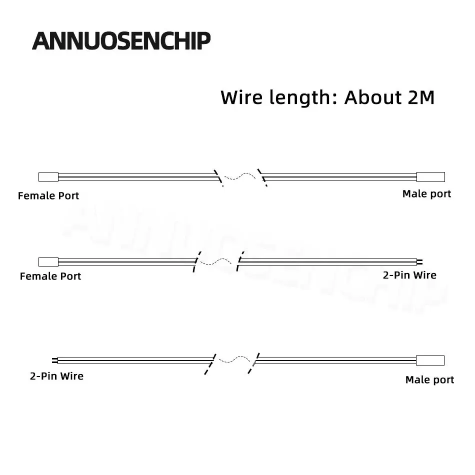 2m DuPont Connector Cable 2 Pin Port Male Female Connection Line Cabinets Wardrobe Power LED Strip Lights Extension Docking Wire