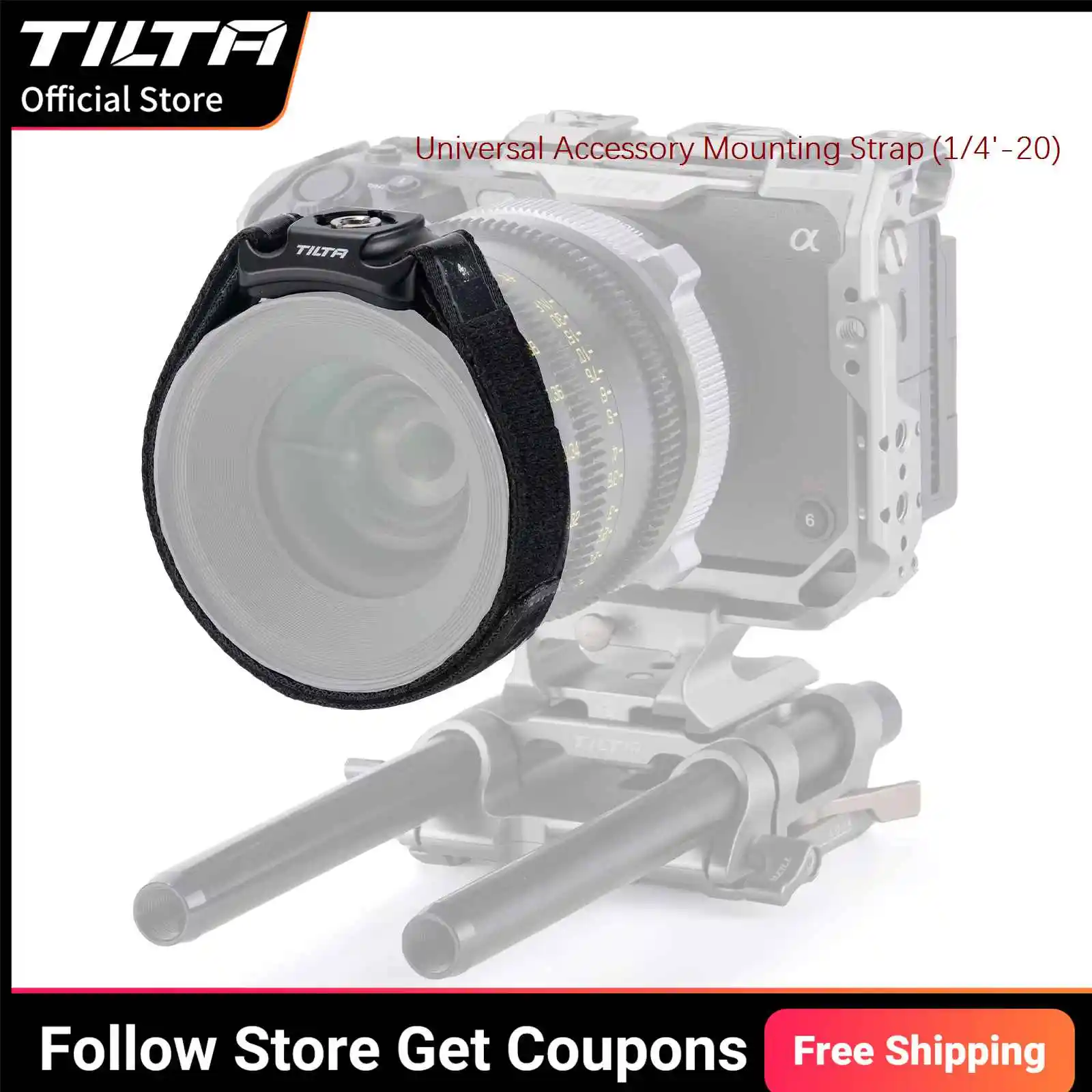 Image of TILTA Universal-Zubehör-Befestigungsband 1/4'-20 3/8"-16 Leichtes Klettband für Kameraobjektiv-Unterstützungssysteme