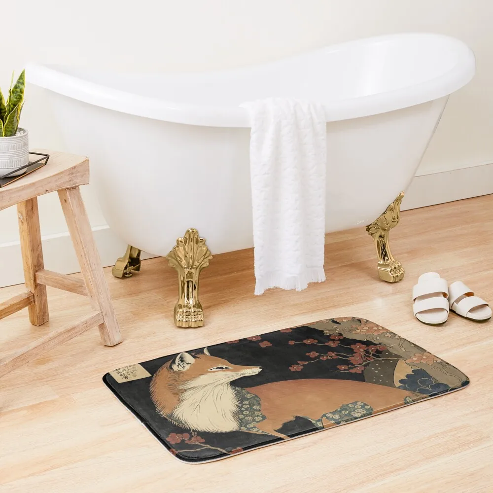Fox among the Flowers Bath Mat DoorEntrance Door Bathroom Accessories Sets Rug Bathroom Mat